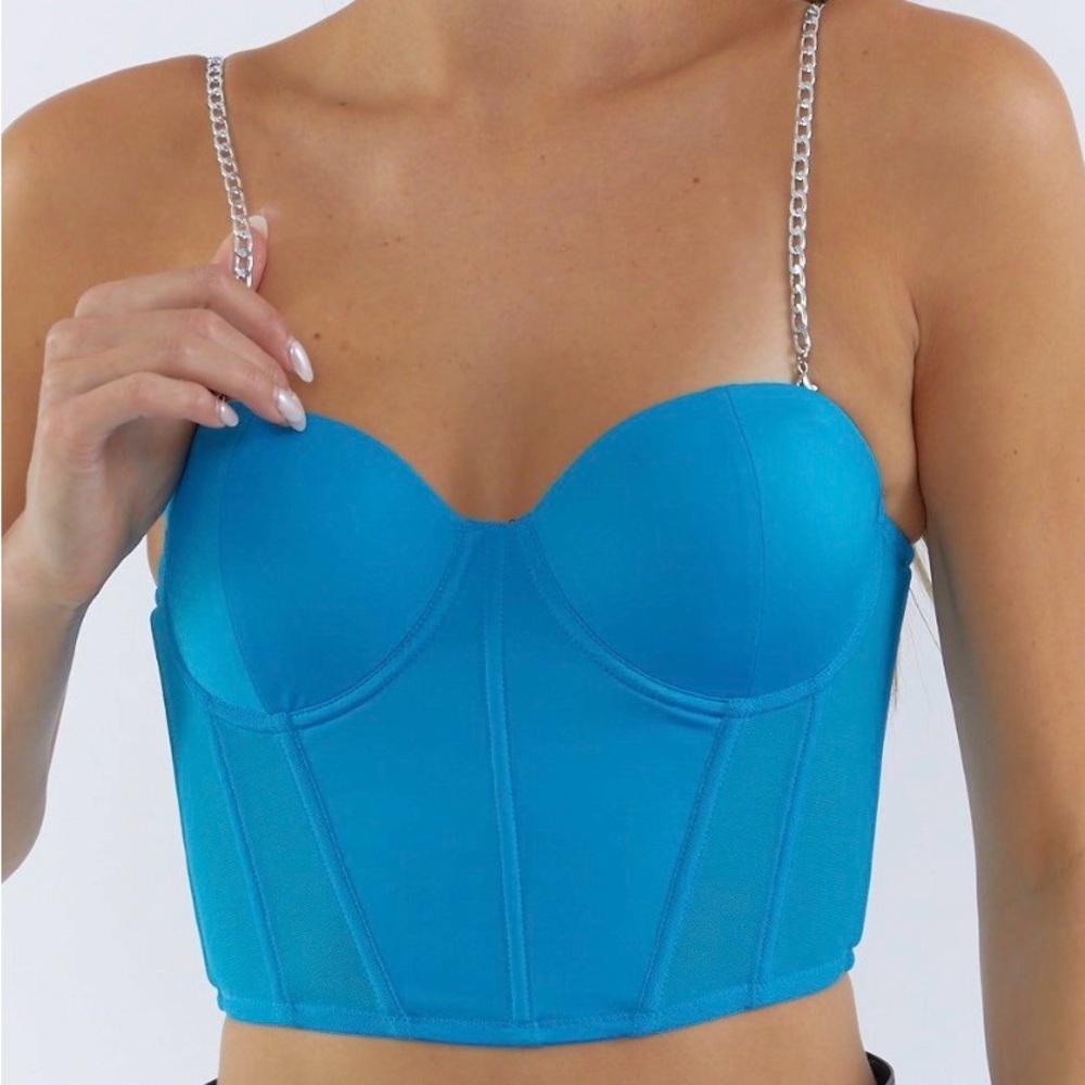Forever 21 Blue Chain Strap Bustier Top
